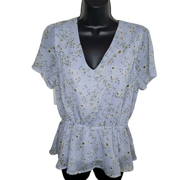 Gilli floral peplum blue top blouse Large - Picture 1 of 6